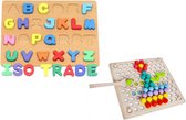 Houten Puzzel met Magnetische Kralen + Houten ABC Puzzel - Educatief Speelgoed - Letters Leren - Kleuren Leren - Leren Tellen - Mozaiek