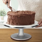 Cake Draaitafel Aluminium met Nozzles Piping Tips Set, 12 inch Roterende Cake Stand Decorating Kits met RVS Icing Spatel (2 stuks) en Soepeler (3 stuks) voor Bakken, gebak en Cupcakes