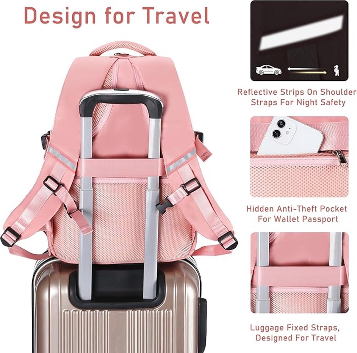 SellerFun Casual rugzak voor tienermeisjes en middelbare school, damesrugzak voor dagelijkse reizen en laptop, B Blauw, 29 Liters