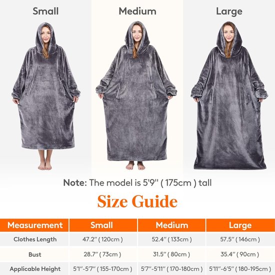 Vancavoo Knuffeltrui voor dames en heren, flanel, deken, hoodie