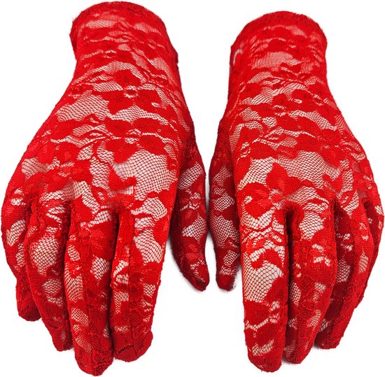 BamBella® - Handschoenen Rood kant Kort - dames -
