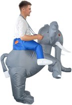 KIMU® Costume Gonflable Assis sur un Éléphant - Costume Opblaasbaar - Costume Gonflable de Mascotte d'Éléphant - Adultes Femmes Hommes Carnaval Costume de Carnaval