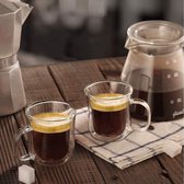 Theeglazenset – premium kwaliteit – luxe glazen koffie set of 2 -120ml