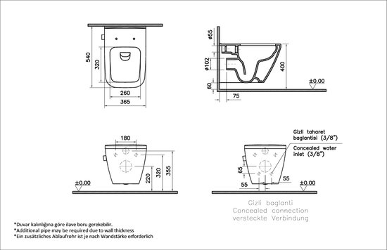 Vitra Integra Square Rim-Ex Wandcloset met geïntegreerde bidet kraan | bol
