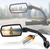 Fietsspiegel, met een groot HD-gezichtsveld, 360 graden draaibaar en inklapbaar, kan boven- en onderaan gemonteerd worden, onbreekbaar en duurzaam, convexe achteruitkijkspiegel voor fiets, e-bike, links, stuur, e-bike.