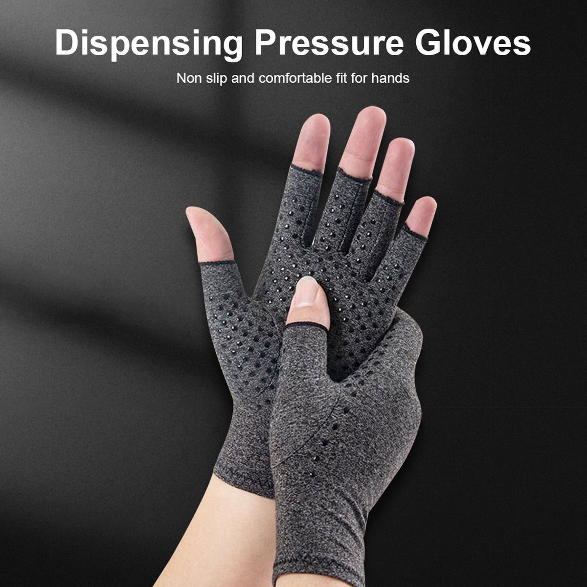 Reuma anti slip handschoenen - Anti slip - Artrose handschoenen - Compressie handschoenen - Handschoenen zonder toppen - Reuma - Anti slip - Grijs - L