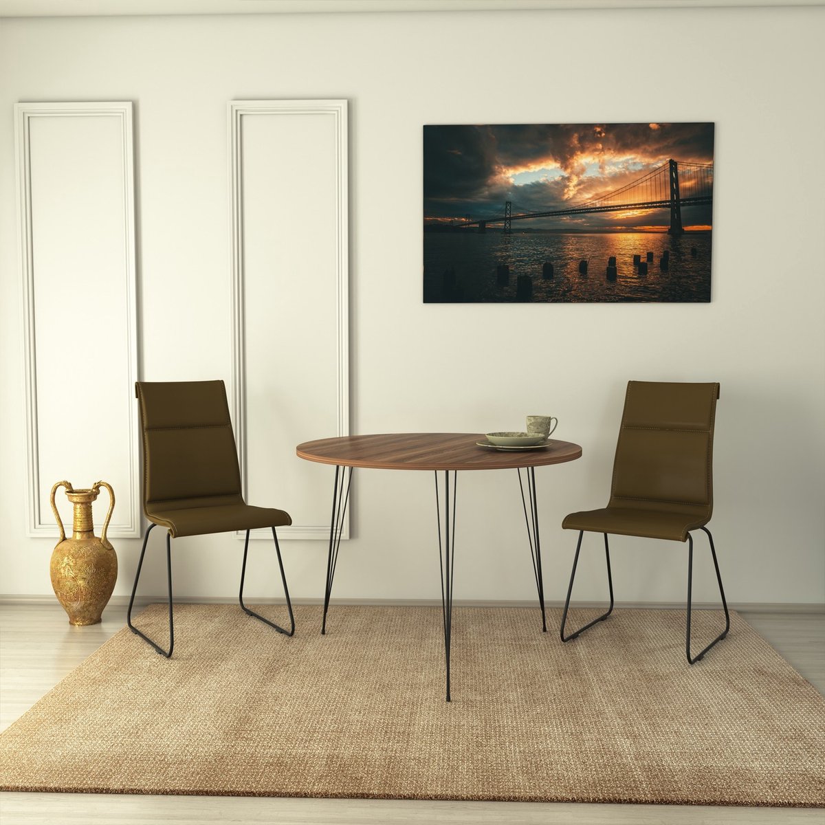 Skye Decor , Tafel, Sandalf - Walnut, Gemelamineerde spaanplaat, Walnoot, 90 x 90 x 75 cm okkernoot