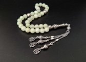 Handgemaakte Tasbih Zilver 925 en Natuursteen "Maan licht" -Tasbih met tassel "Druppels"-Mooi cadeau voor Moederdag, Vaderdag, vrienden en familie