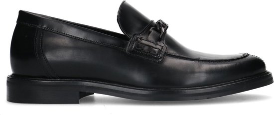 Manfield - Heren - Zwarte leren loafers - Maat 46