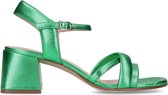 Manfield - Dames - Groene leren metallic sandalen met hak - Maat 39