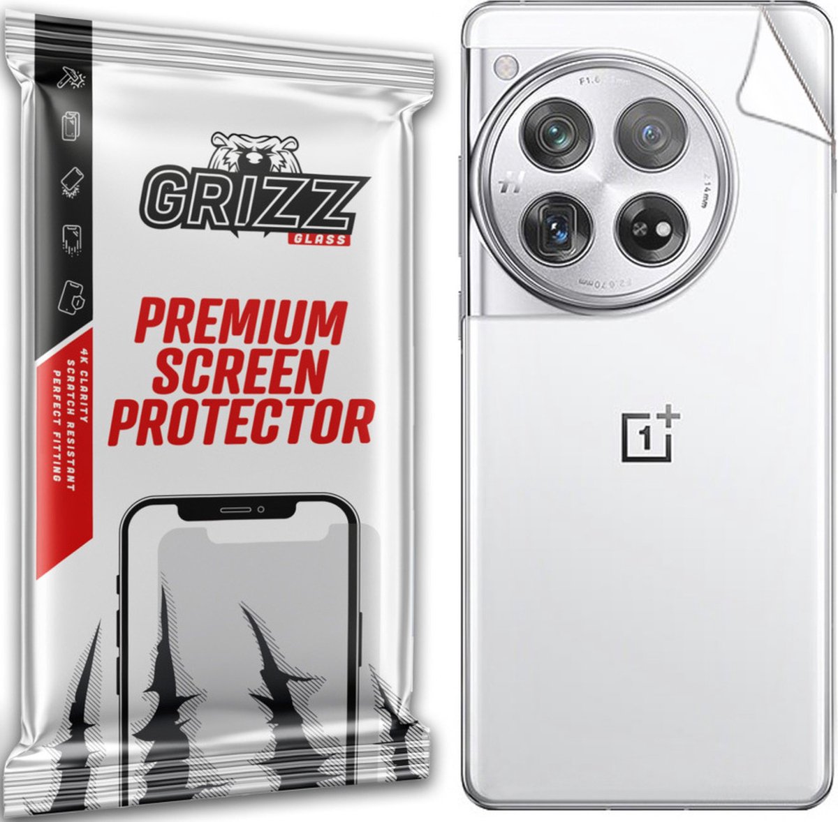 GrizzGlass OnePlus 12 Satin Skin achterkant protector Mat