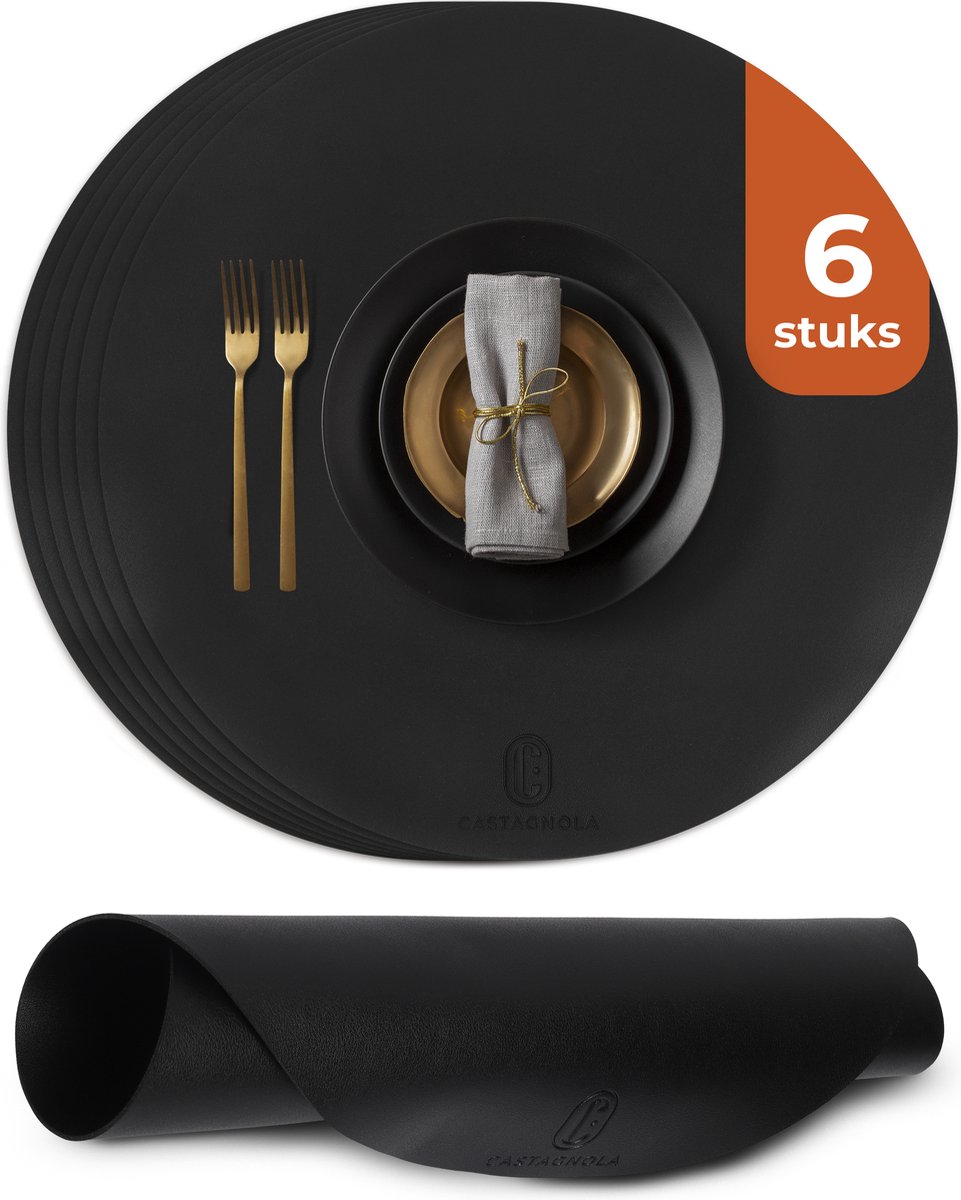 Castagnola Lederlook Placemats Ronde Placemats Antislip Placemat