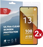Rosso Screen Protector Ultra Clear Duo Pack Geschikt voor Xiaomi Redmi Note 13 5G | TPU Folie | Case Friendly | 2 Stuks