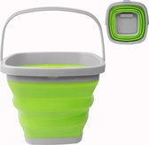 Siliconen opvouwbare emmer 10L opvouwbare emmer Vierkant Praktische emmer voor schoonmaken thuis, kamperen, vissen, autowassen, keuken, draagbare watercontainer (groen)
