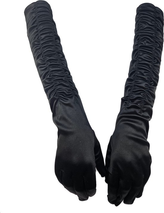 BamBella® - Handschoenen feest Lang Zwart - dames - One Size