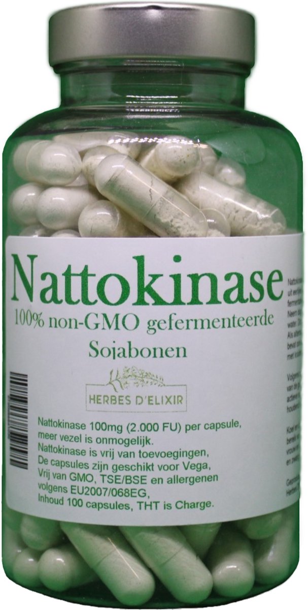 Goedkoopste Herbes D'elixir Nattokinase Capsules - 480 mg per capsule - 100 Stuks - zonder ongewenste toevoegingen - Ondersteunt doorbloeding