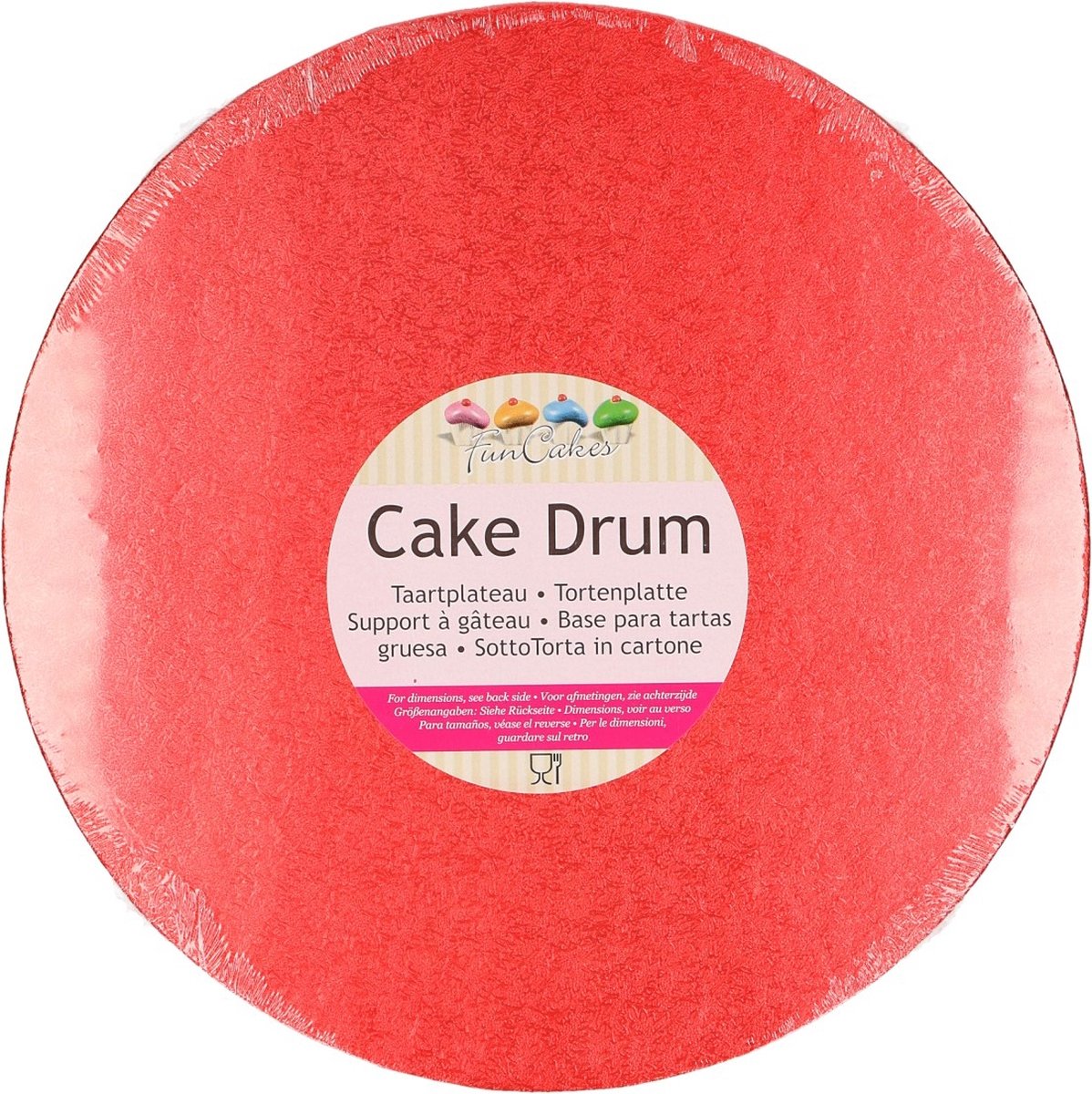 FunCakes Cake Drum Rond - Rood - Ø30,5 cm / 12 mm - Taartonderlegger - Taartkarton