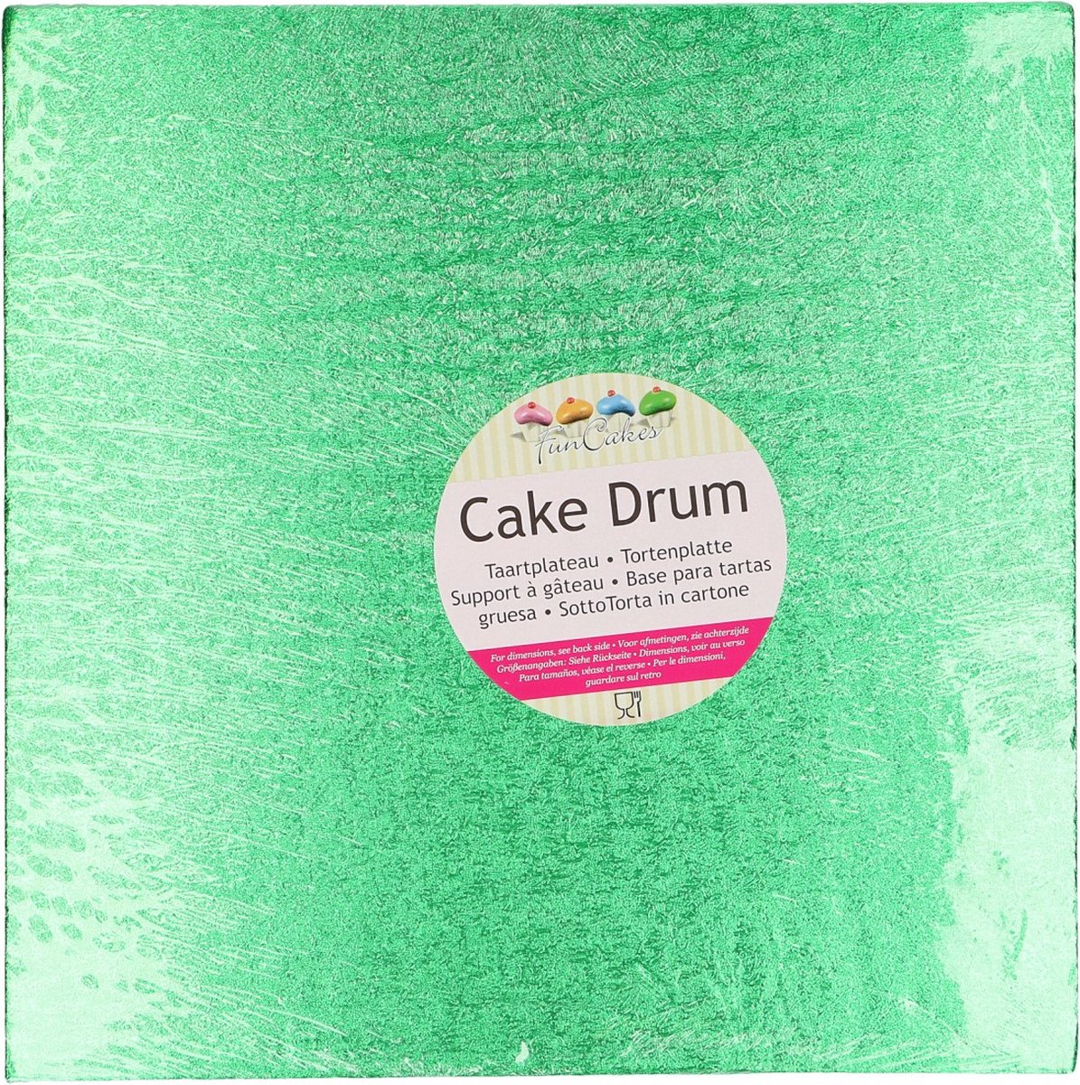FunCakes Cake Drum Vierkant - Groen - 30,5 cm / 12 mm - Taartonderlegger - Taartkarton