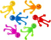 Uitrekbaar Smiley Poppetje 6 STUKS - Speelgoed - Uitdeelcadeaus voor Kinderen - Traktatie - Multikleur