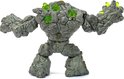 Gedetailleerd stenen monster figuur met groene kristallen op zijn rug en schouders, op een witte achtergrond.