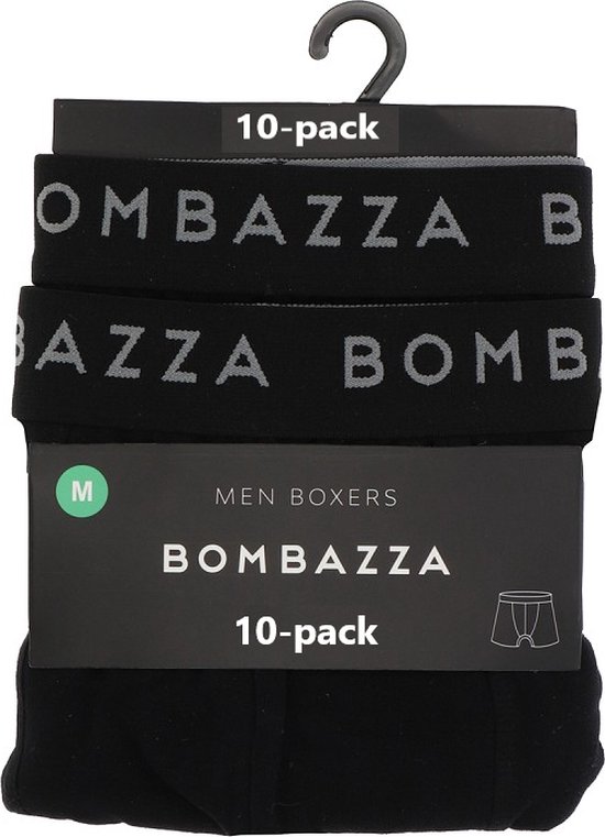BOMBAZZA - Boxershorts Heren - 10-pack - Onderbroeken Katoen - Zwart