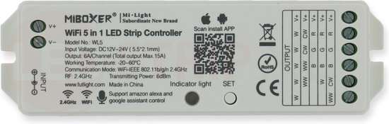 MiBoxer - WiFi Controller voor LED Strip - 5in1 - DC12V-24V - 6A - WL5