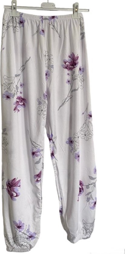 FINE WOMAN® Pyjama Broek met elastische bies 716 L 40-42 wit/paars