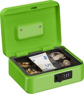 Relaxdays geldkistje met cijferslot - geldkluisje slot - kistje voor geld - geldcassette - groen