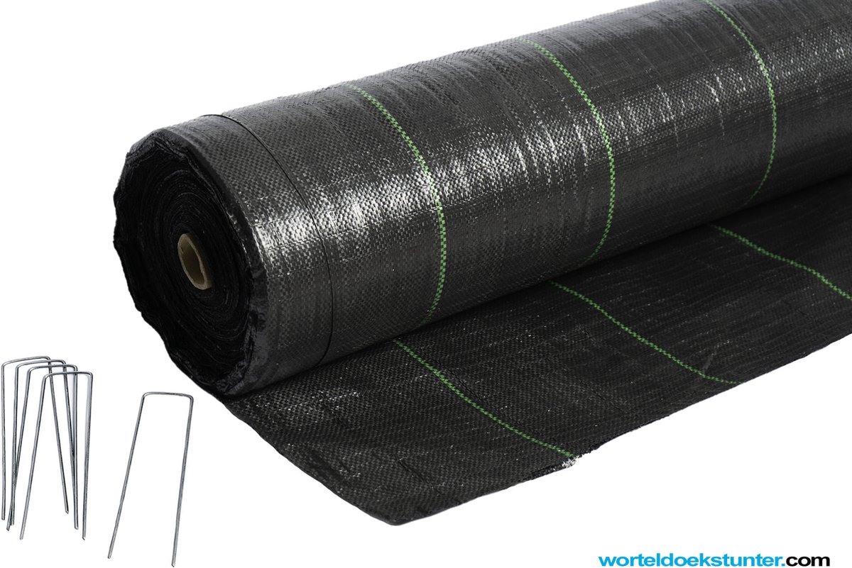 Worteldoek 6,00 breed x 25 meter lang + 100 stuks gratis gronddoekpennen totaal 150 M2