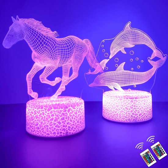 3D Nachtlampje met Afstandsbediening - Decoratieve LED Verlichting voor Kinderkamer - Betoverend 3D-effect - Veilig en Energiezuinig - Inclusief USB-Oplaadkabel en Gedetailleerde Handleiding