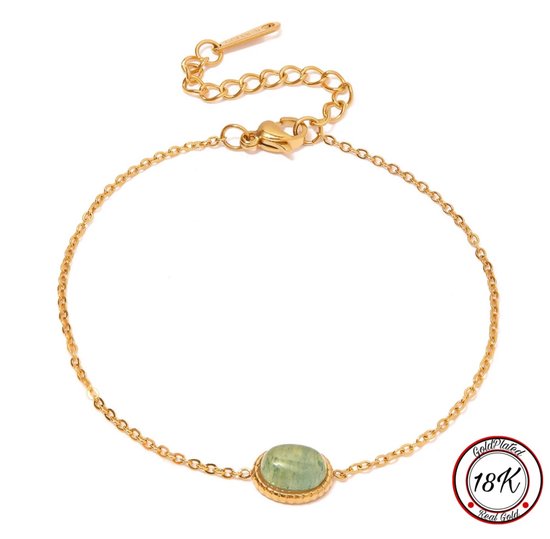 Borasi Agaat Edelsteen Armband | 18K Goldplated | 17+5 cm | Dames Armband | Luxe Geschenkzakje | Cadeau | Verjaardag Cadeau | Cadeau Voor Haar | Edelsteen | Moederdag Cadeautje