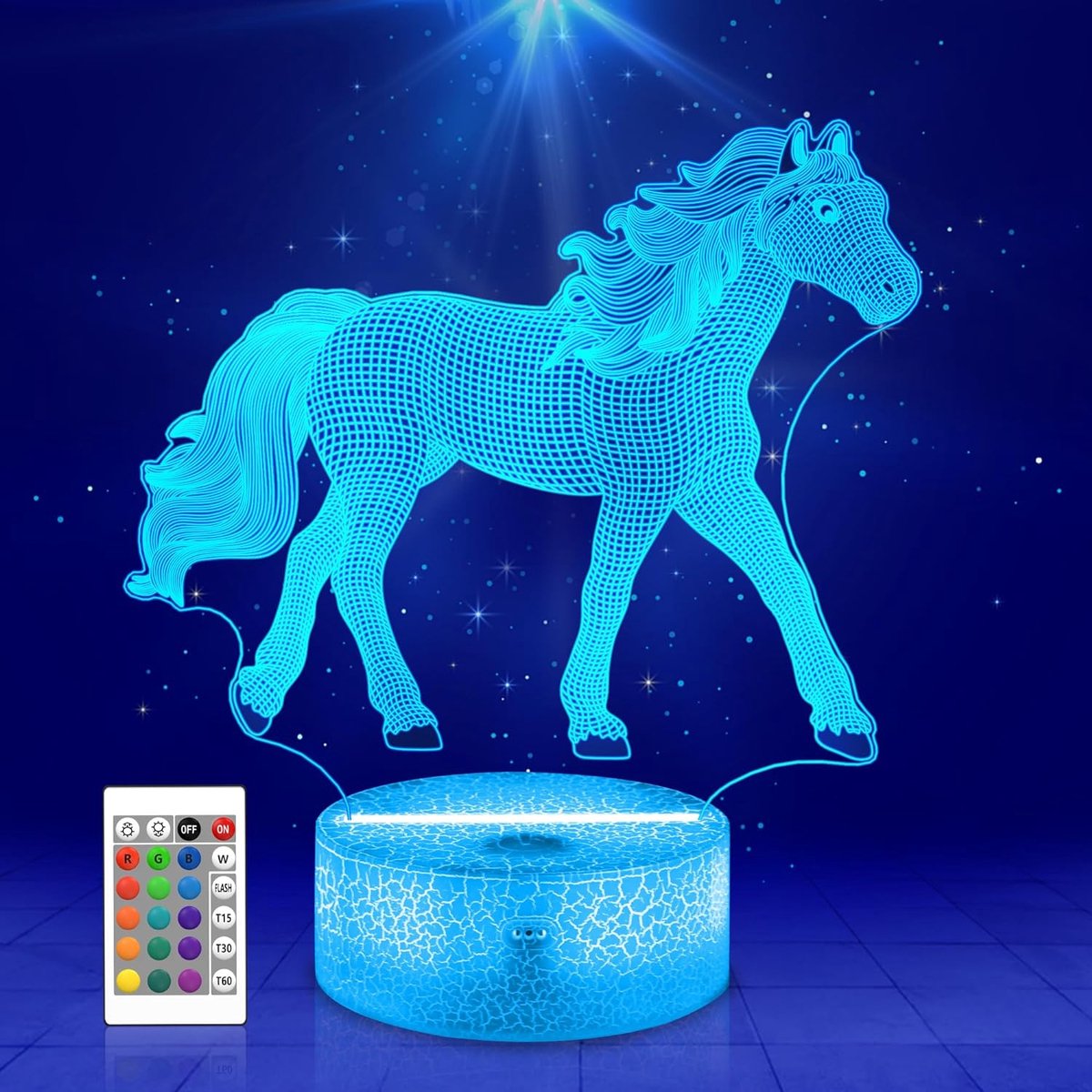 3D Paarden Nachtverlichting - Realistisch Paardenillusie Lamp met Afstandsbediening - Verstelbare Kleuren - Perfect als Geschenk voor Paardenliefhebbers