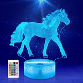 Veilleuses 3D Paarden – Lampe illusion de cheval réaliste avec télécommande – Couleurs réglables – Perfect comme cadeau pour les amateurs de chevaux