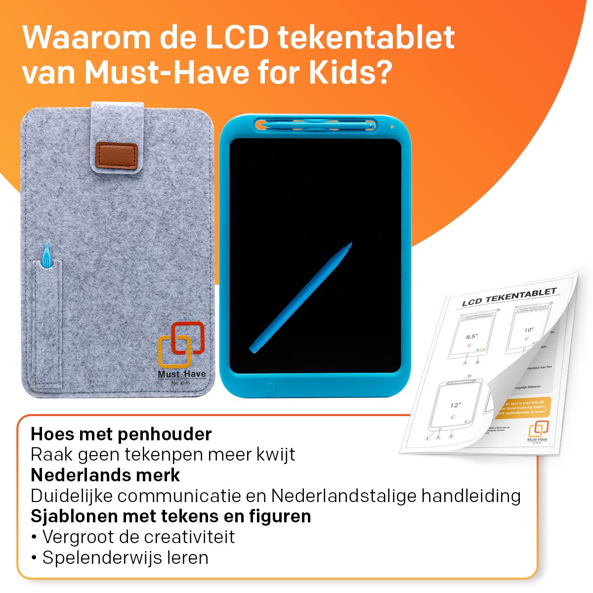Tekentablet "Blauw" 12 inch - Educatief Speelgoed Jongen 3 Jaar - Kinderspeelgoed 4 Jaar - Tekenen - Kinderspeelgoed 5 Jaar - 6 Jaar - 7 Jaar - Leren Tekenen - Digitaal Notitieblok - Kinderspeelgoed 3 Jaar - Kadootjes - Cadeautjes - Kado - Jongens — afbeelding 8