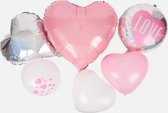 Avec ballonnenset - 16 stuks - Liefde - Valentijnsdag - Bruiloft - Valentijn - Love - Hartjes - Roze - Zilver