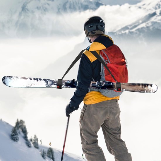 Luxe Skidrager - Verstelbaar - Klittenband - Zwart - Ski Draaggordel - Ski Draagband - Ski Accesoires