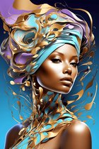 Afrikaanse Vrouw Poster | Afrika Poster | Model Poster | 61x91cm | Aesthetic Poster | Wanddecoratie | Muurposter | MT | Aesthetic room decor | Geschikt om in te lijsten
