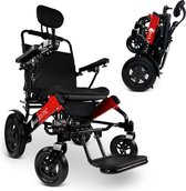 COMFYGO IQ-9000 AR Elektrische rolstoel, lichtgewicht, draadloze afstandsbediening, tot 30km, handmatig inklapbaar met Automatisch achterover leunen, Zwart&Rood frame & Zwart standaard fabric, Zitbreedte 51cm
