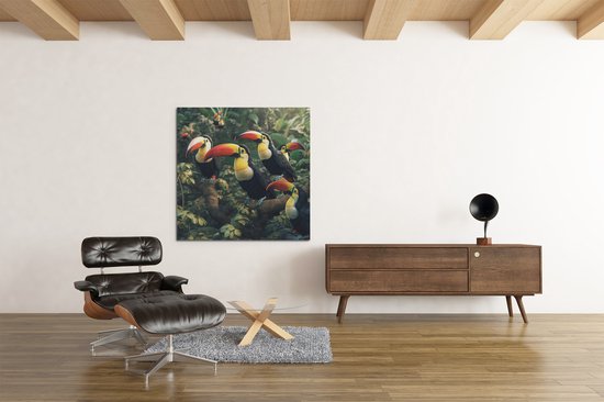 Canvas Schilderij - Dieren - Toekans - Vogels - Vierkant Canvas - 100x100x2 cm