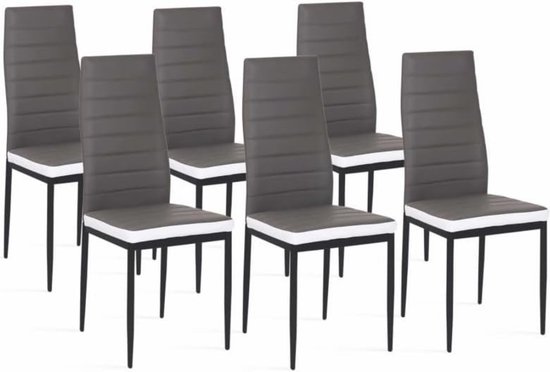 Set van 6 stoelen, grijs, witte hoofdband voor eetkamer