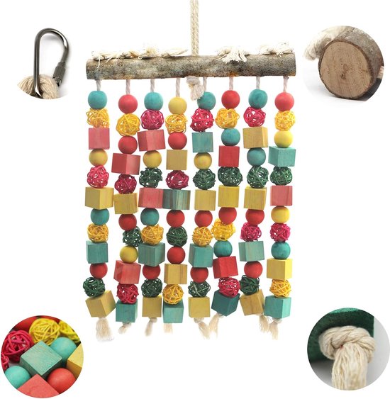 Papegaaienspeelgoed - houten valkparkiet kauwaccessoires, houten blokken papegaai kauwspeelgoed, voor ara's dwergpapegaai, conures, speelactiviteiten, verrijkingstraining