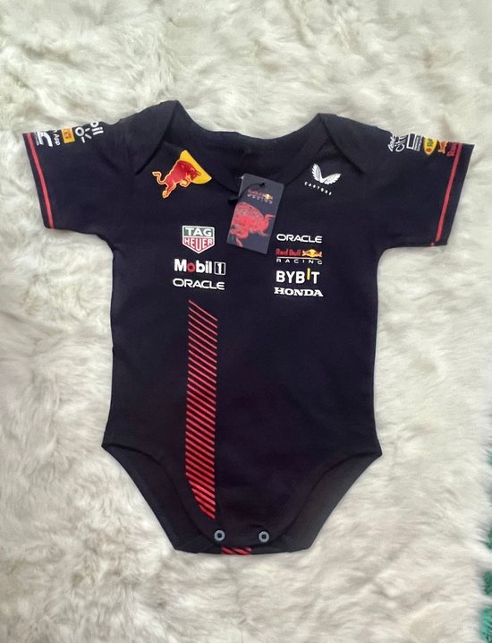 Red Bull Racing F1 romper onesie baby | Navy | 100% katoen | Verstappen 1 | F1 Fans | Ideaal F1 cadeau | Maat 86 | 12-18 MND