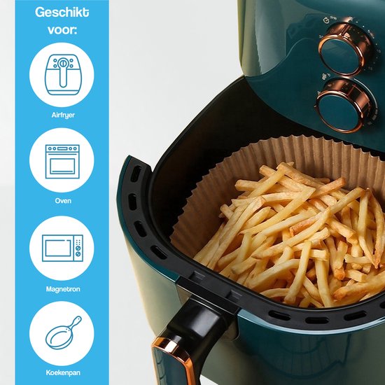 DIVERZA Airfryer Papier sulfurisé 50 pièces - 20 cm - Friteuse à air chaud Récipients jetables - Convient aux Airfryer XL et XXL - Papier jetable 50 pièces - Papier sulfurisé rond - Accessoires Airfryer