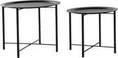 Set van 2x bijzettafels rond metaal zwart 44/49 cm - Home Deco meubels en tafels