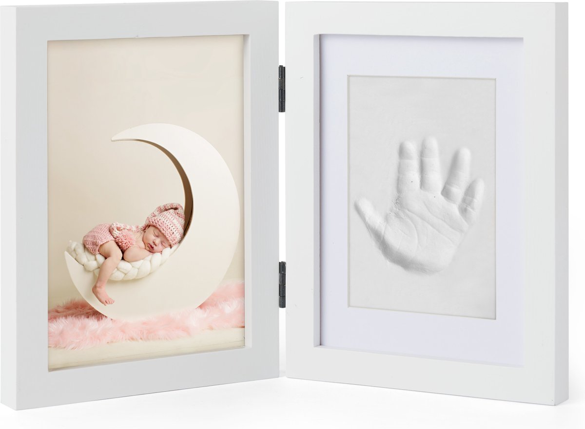 Goedkoopste Fotolijst Met Baby Hand- En Voetafdruk In Klei - Veilig En Gemakkelijk - Kraamcadeau