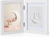 Fotolijst Met Baby Hand- En Voetafdruk In Klei - Veilig En Gemakkelijk - Kraamcadeau