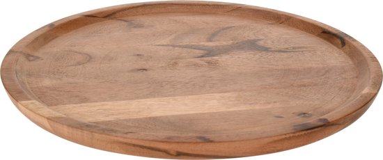 Foto: H s collection kaarsenplateau rond hout d28 cm kaarsenbord