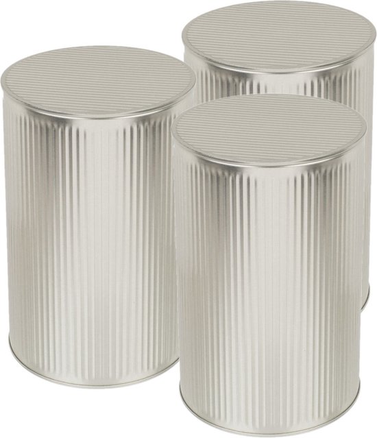 Set van 6x stuks opslagboxen/voorraadblikken met klik-deksel in de kleur zilver van tin-metaal met formaat 11 x 17,6 cm