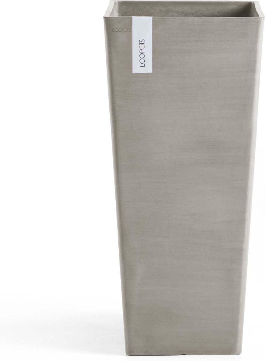 Ecopots Rotterdam High 70 - Taupe - 32,7 x H70,5 cm - Vierkante taupe bloempot / plantenbak