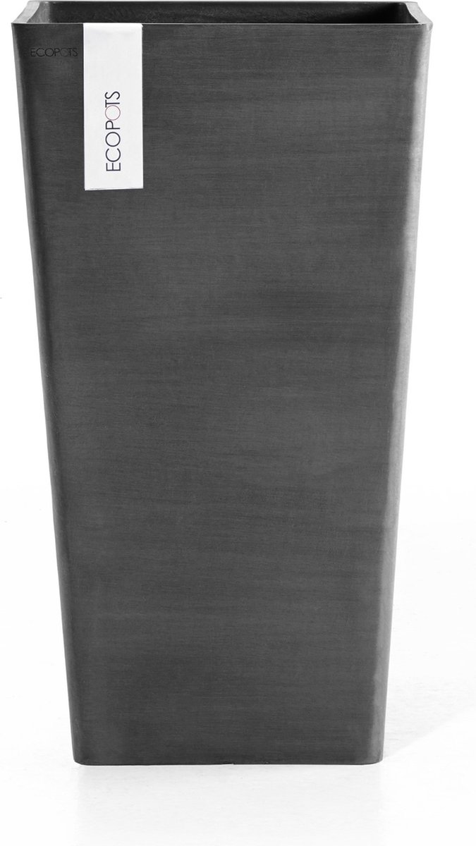 Ecopots Rotterdam Mid High 56 - Dark Grey - 31 x H56,5 cm - Vierkante donkergrijze bloempot / plantenbak